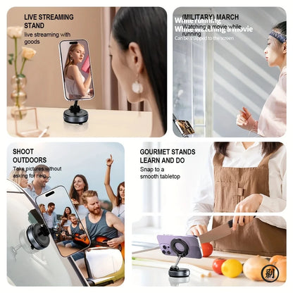 Strong Magnetic Car Phone Holder Foldable Design 360° Adjustable Vacuum Mount for Car/Desk/Bathroom/Universal Use